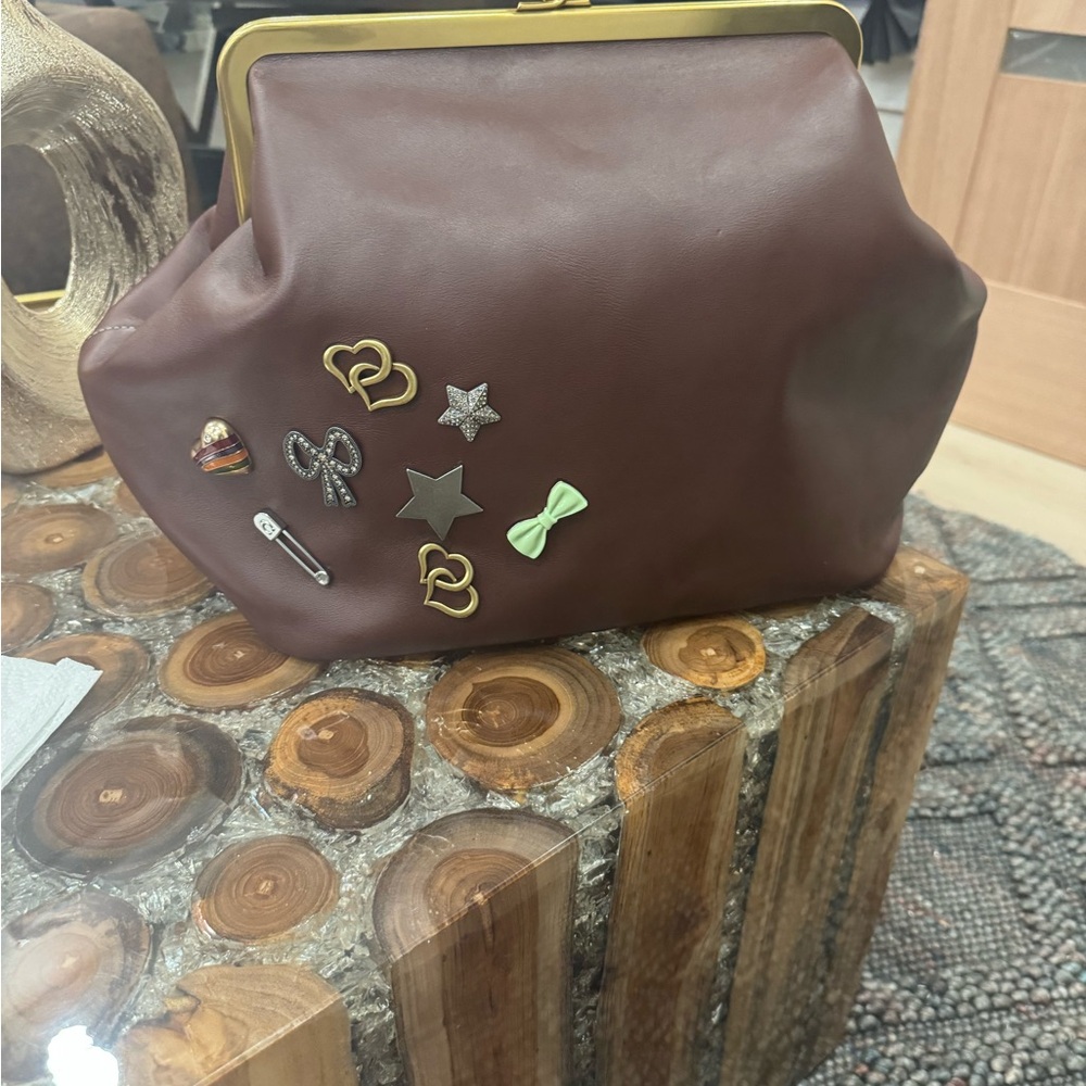 Coach kisslock dark brown with coach create pins